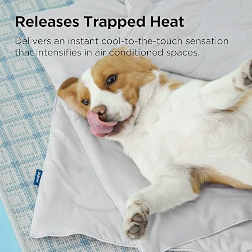 Bedsure Premium Cooling Blanket for Large Dog - Q-MAX>0.5, Breathable Summer Washable Cold Pet Mat, Soft Durable Self Cool...