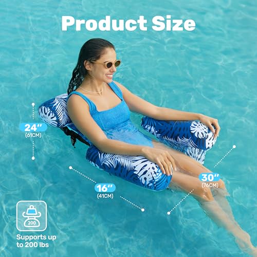 SLOOSH Inflatable Pool Floats Adult,2 Packs Floating Lounge Chairs,Blow up Pool Noodles for Adult Heavy Duty,Floating Chai...