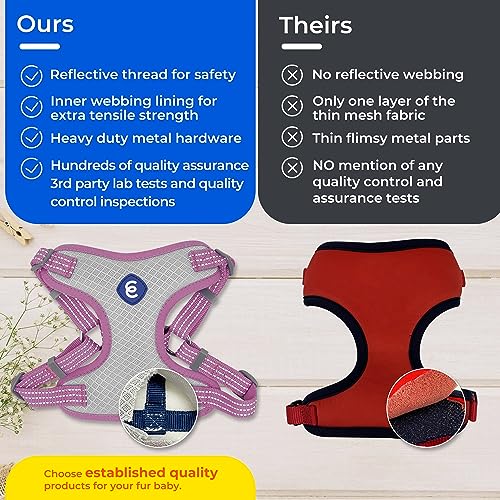 Blueberry Pet Essentials Back to Basics Reflective Dog Harness Vest, Mauve Orchid, Medium, Adjustable Harnesses for Dogs