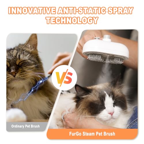 Cat Steam Brush for Cats & Dogs,3-in-1 Self Cleaning Pet Grooming Brush with One-Click Hair Release Button, Anti-Static De...