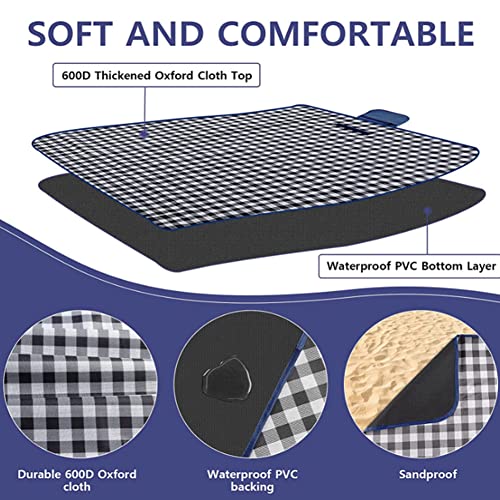 Lchkrep Picnic Blanket Beach Blankets 80"x60" Large Sandproof Waterproof Camping Portable Travel Blanket Play Mat for Outd...