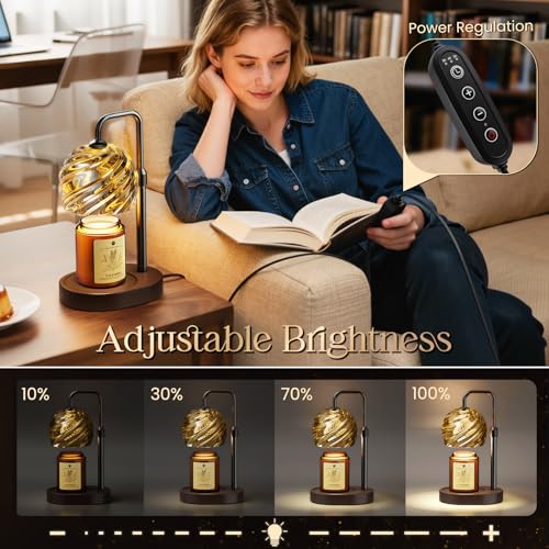WarmEmbrace Candle Warmer Lamp with Lavender Candle Set, Electric Wax Warmer Lamp with Auto Timer & 4 Dimmable Lights, Adj...