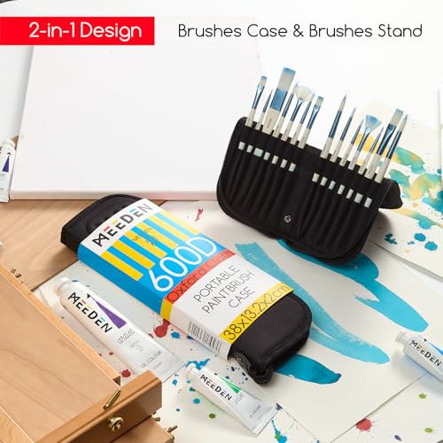 MEEDEN Paint Brush Holder, 11.5 X 10 Inch Zippered Painting Brush Case, Organization and Storage Bag for Artist Paint Brus...