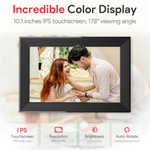 Skyrhyme 10.1 Inch Digital Picture Frame with 32GB Storage, Frameo WiFi Digital Photo Frame, 1280 * 800 IPS Touch Screen, ...