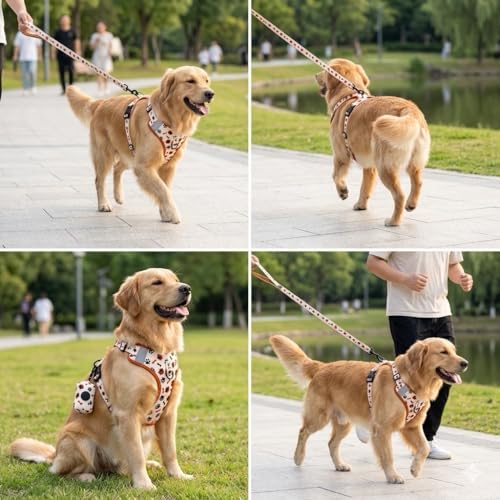No Pull Dog Harness Set 4PCS – Adjustable Soft Vest Harness with Leash, Collar & Poop Bag Dispenser – Durable & Comfortabl...