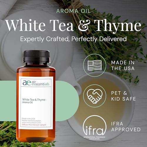 White Tea & Thyme Aroma Oil, Essential Oils Blend for Diffusers & Scent Machines, Rose Petals, Thyme & Balsam, Aromatherap...