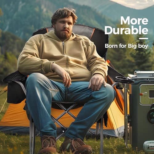 ALPHA CAMP Heavy Duty Camping Chair 500LBS Capacity, Oversized Folding Chair for Heavy People, Padded Portable Outdoor Cha...