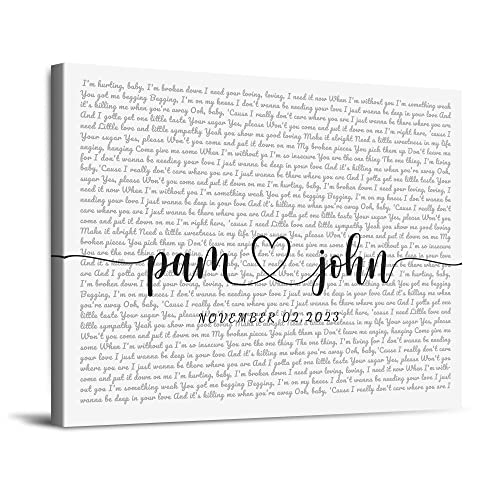 BOTTEGAARTS Custom Song Lyrics Photo or Canvas Prints with Couple's Names and Special Date on it,Perfect Present for Anniv...