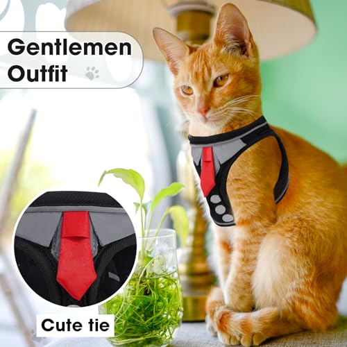 NCMAMA Cat Harness and Leash Set for Walking Escape Proof, Soft Adjustable Kitten Harness Breathable Mesh with Reflective ...