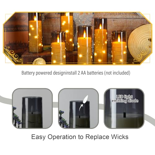 Eebuss Flameless Candles with Embedded Star String, Battery Operated LED Pillar Candles with Timer and Remote Control,Home...