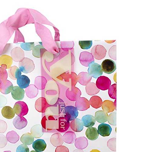 Hallmark 10" Large Square Gift Bag (Watercolor Dots, Just for You) for Birthdays, Mothers Day, Easter, Graduations, Retire...
