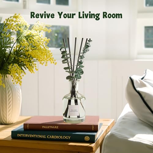 COCORRÍNA Wild Mint & Eucalyptus Reed Diffuser – 6.76 oz Essential Oil with 8 Reeds & Real Eucalyptus Sticks, Home Fragran...