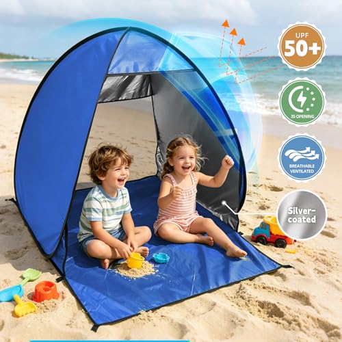 NARMAY Camping Tent, Pop Up Beach Tent, Portable Sun Shelter for 1-2 Person with UPF 50+ UV Protection - Blue