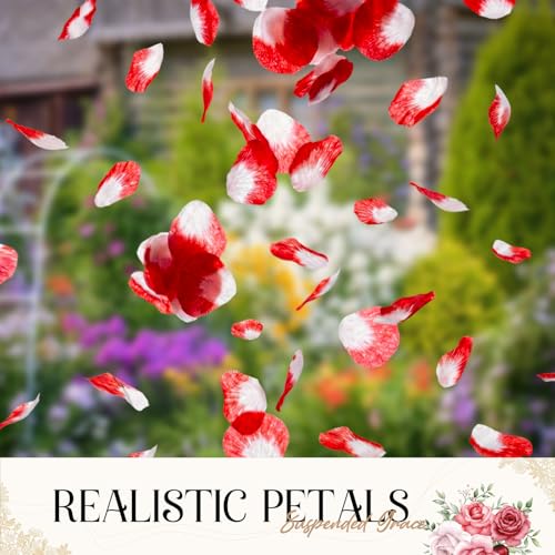 Rose Petal Confetti Cannon 12 Pack, 12" Biodegradable Red Flower Petal Party Poppers for Wedding Aisle, Proposal, Engageme...