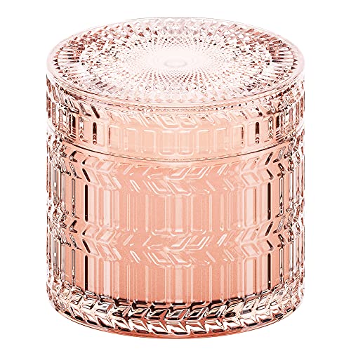 Hidden Label Sandalwood Rose Scented Candle with Crackling Wood Wick, 7.4oz Pink Soy Candle for Home Scented, 55H Clean Bu...
