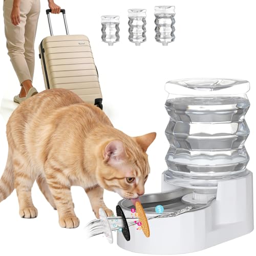 RIZZARI Dog Water Bowl Dispenser: 5L Large Stainless Steel Gravity Feeder - Helps Prevent Urinary Stones -Leak-Proof -Spil...