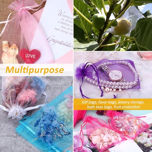 Angooni 100PCS 4x6 Inch Organza Gift Bags for Jewelry Party Wedding Favor, Premium Sheer Gift Drawstring Pouch Candy Bags(...