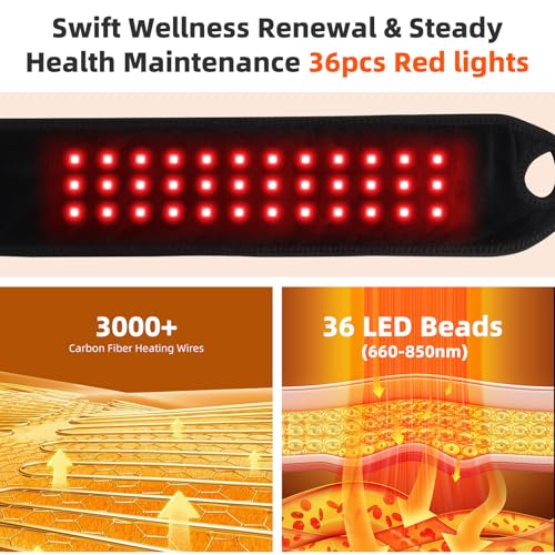 Cordless Wrist Hand Heating Pad Massage for Pain Relief, Rechargeable Heated Wrist Brace for Carpal Tunnel, Red Light Ther...