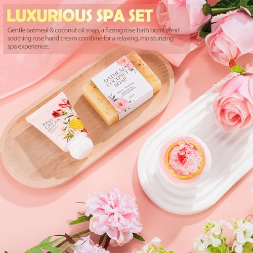Gifts for Women, 9pcs Happy Birthday Gifts for Women, Christmas Ideas Mothers Day Gift Baskets Unique Rose Self Care Set V...