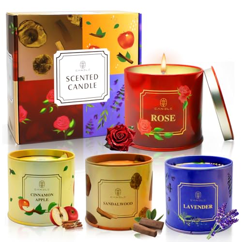 Mothers Day Gifts - Scented Candles, 4 Pack Long Lasting Soy Wax Candles Gift Set Birthday Gifts for Women, Party Favors D...