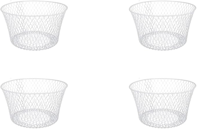 Generic SOL MAR White Coated Round Wire Basket 4 Pack - Versatile Metal Wire Baskets Centerpieces Floral Arrangements Ever...