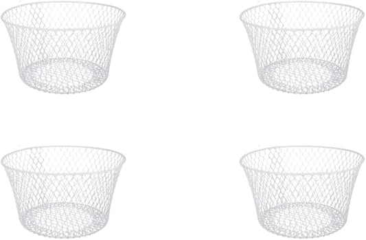 Generic SOL MAR White Coated Round Wire Basket 4 Pack - Versatile Metal Wire Baskets Centerpieces Floral Arrangements Ever...