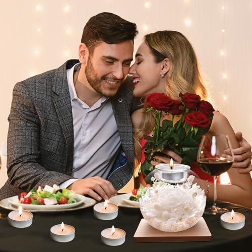 NERCHVO Preserved Rose in Glass Dome with Scented Candles, Romantic Gift for Women, Birthday for Girlfriend, Wife, Mom