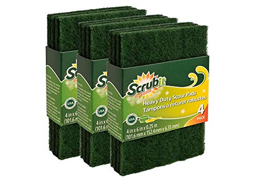 Scouring Pads - Heavy Duty Household Cleaning Scrubber with Non-Scratch Anti-Grease Technology - Reusable Scrubbing Pads -...