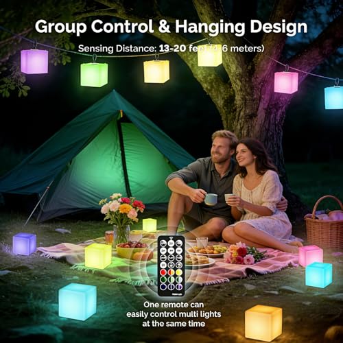 LOFTEK 4-inch LED Cube Lights: RGB 16 Colors Tesseract Cube, Cosmic LED Mood Lamp with Remote Control, IP65 Waterproof Rec...