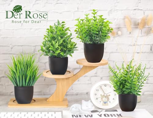 Der Rose Fake Plants 4 Packs Artificial Plants Small Faux Plants Black Bathroom Accessories for Halloween Bathroom Home Ki...