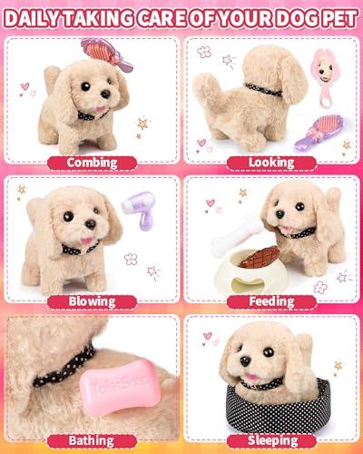 Eohemeral 23 Pcs Walking Dog Toy for Kids 3-5 5-7, Electronic Interactive Puppy with Carrier & Leash, Realistic Barking Wa...