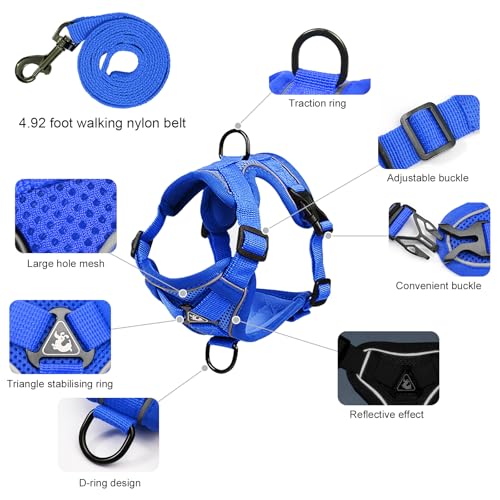 XL Cat Harness Escape Proof for Heavy Cats - Adjustable Vest Leash Set with 4 Buckles, Reflective Breathable Mesh for Extr...