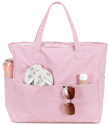 LEDAOU Large Beach Bag Women Waterproof Sandproof Zipper Beach Tote Pool Bag for Swim Gym Grocery Travel with Wet Pocket |...