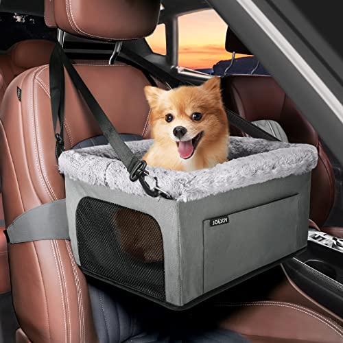 JOEJOY Deluxe Dog Booster Seat with Sturdy Metal Frame and Safety Leash for Small Pets up to 20 lbs - Portable Puppy Dog C...