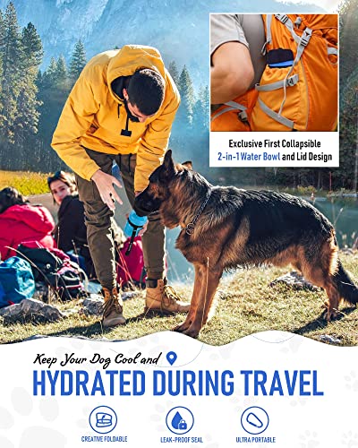 lesotc Dog Water Bottle, Portable Water Dispenser with Bowl, Leak Proof Pet Travel Squeeze Bottle, Puppy Essentials Dog St...