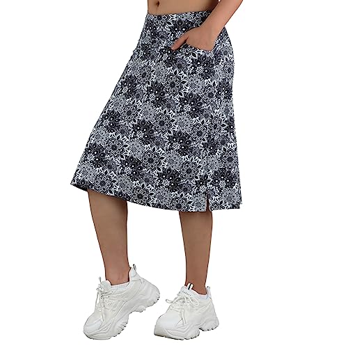 Women's Midi Length Skorts Skirts with 3 Pockets Modest Skirts Women's 24" Knee Length Skort