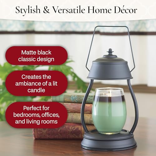 Candle Warmers Etc Hurricane Candle Warmer Lantern for Top-Down Candle Melting, Black