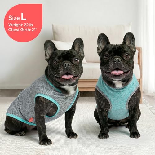KYEESE 2 Pack Sun Protection Dog Shirts Quick Dry Soft Stretchy Dog T-Shirts with Reflective Label Tank Top Sleeveless Ves...