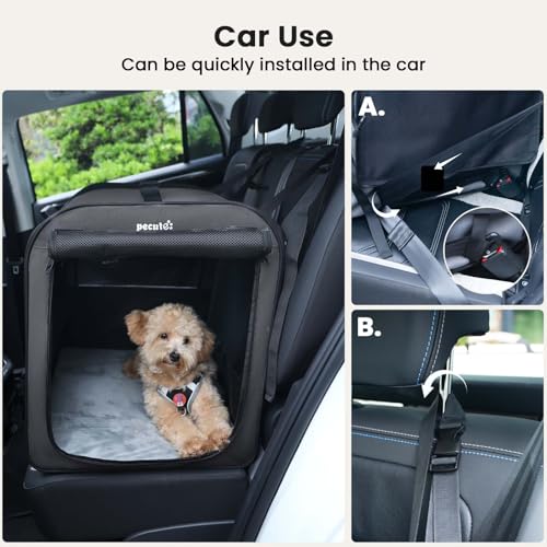 Dog Car Carrier Light Weight, 24×17.7×20.5in Dog Carrier for Cars Easy to Assemble, Dog Cars Crate Portable and Breathabl...