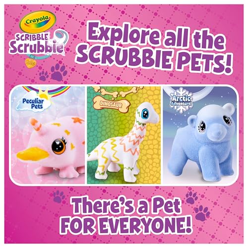 Crayola Scribble Scrubbies Glam Pack (4 Pets), Washable Pet Care Toy & Coloring Animal Craft Kit, Gift for Kids, Playset f...