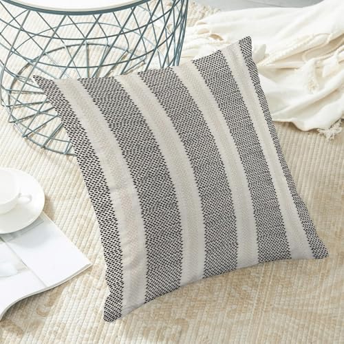 AEIOAE Black Pillow Covers 20 x 20 Inch, Beige Boho Polka Dots Striped Decor Throw Pillows for Couch Bed, Geometric Modern...