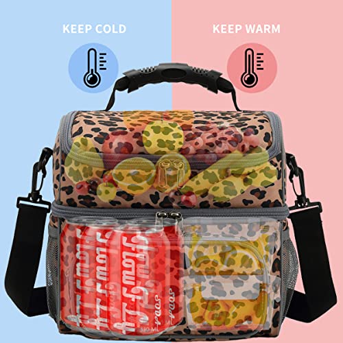 FlowFly Double Layer Cooler Insulated Lunch Bag Adult Lunch Box Large Tote Bag for Men, Women, With Adjustable Strap,Front...