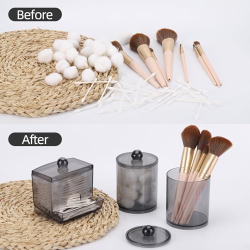 Tbestmax 3 Pack Qtips Dispenser Bathroom Container, 10/12 oz Big Cotton Ball Holder, Apothecary Jar Organizer for Storage ...