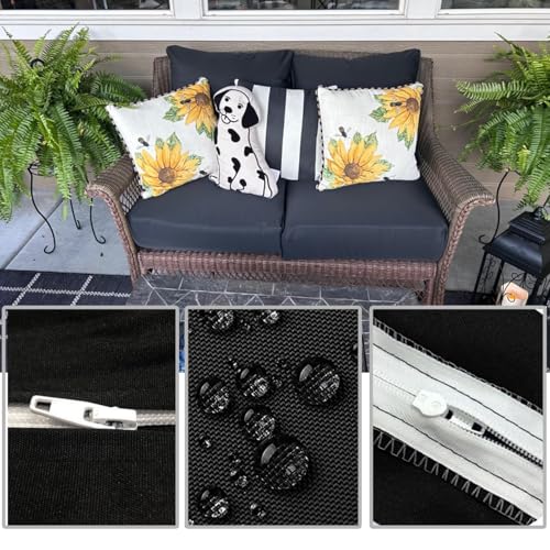 FLYMEI Patio Cushion Covers 20x20x2 Waterproof Outdoor Cushion Cover Replacement 2Packs Outdoor Seat Cushion Slipcover for...