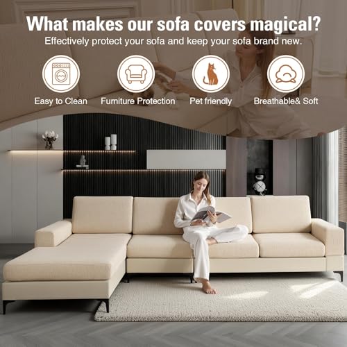 Jialudora Couch Cushion Covers Sectional Couch Covers Stretch Washable Soft Seat Cushion Covers Furniture Protector Sofa S...