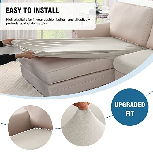 H.VERSAILTEX 100% Waterproof Seat Cushion Covers Sectional Couch Covers 4 Pieces Sofa Cushion Covers L Shape Cushion Chais...