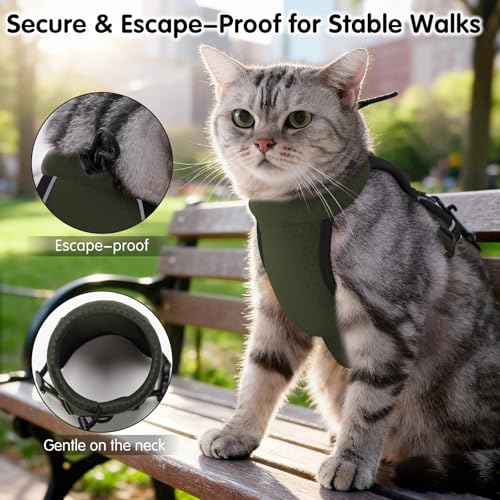 LIANZIMAU Cat Harness and Leash Escape Proof,Adjustable Cat Harness for Outdoor Walks with Reflective Strip, Lightweight a...