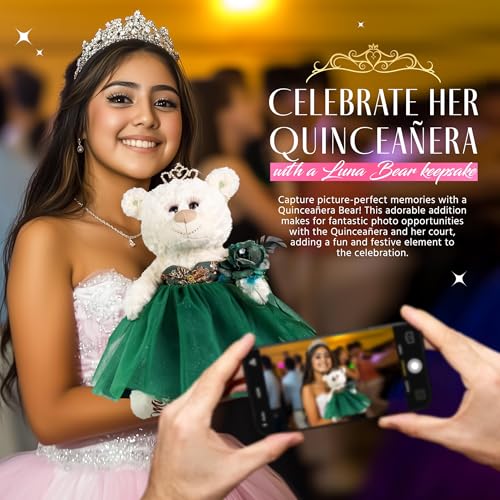 KINNEX COLLECTIONS SINCE 1997 Large 20” Quinceañera Teddy Bear Centerpiece – Elegant Dress, Oversized Keepsake Gift for 15...