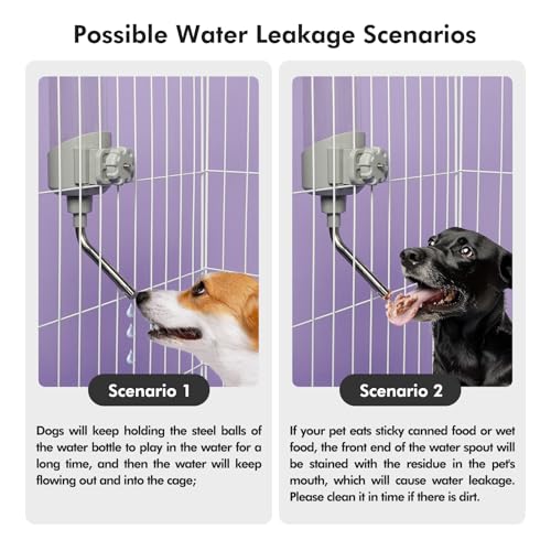 VANNON Top Fill Dog Water Dispenser for Cage, 23oz Auto Feeding Crate Water Bottle for Dogs, Cats & Rabbits, Pet Nozzle Di...