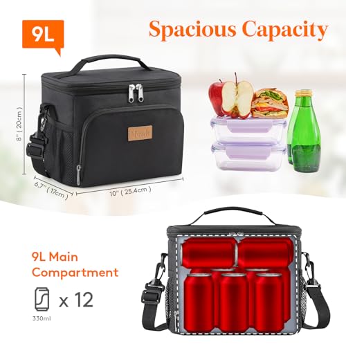 Lifewit Reusable Insulated Lunch Bag, Portable Cooler Freezable Soft Lunchbox Leakproof with Adjustable Shoulder Strap for...